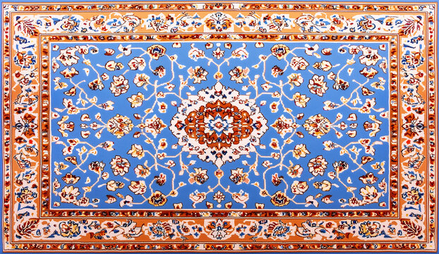 Light blue Persian carpet with ornate floral motifs