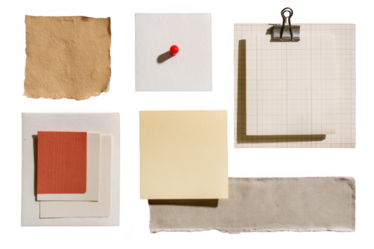 Paper stationery mockups and templates isolated on transparent background