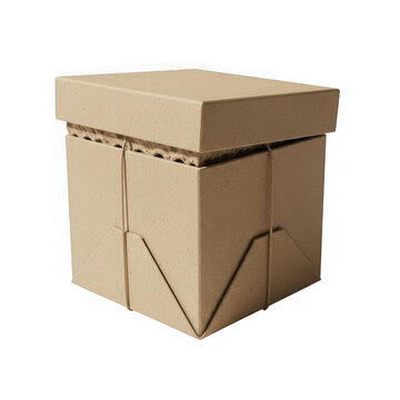 Brown corrugated cardboard box with lid and twine string tie