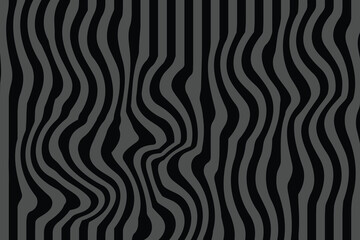 Abstract optical illusion of wavy black and gray vertical stripes creating a distorted, hypnotic visual effect with a sense of depth and movement