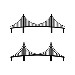Fototapeta premium Two silhouette stylized suspension bridges side by side