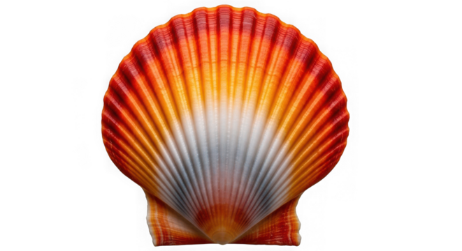 Orange seashell isolated on transparent background, a beautiful ocean souvenir