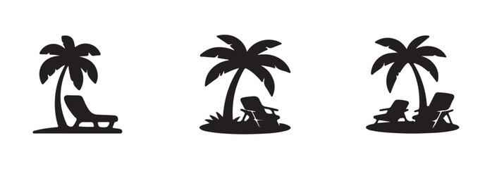 Chair and umbrella summer simple graphic design icon set, beach chair logo icon, vector illustration EPS 10.