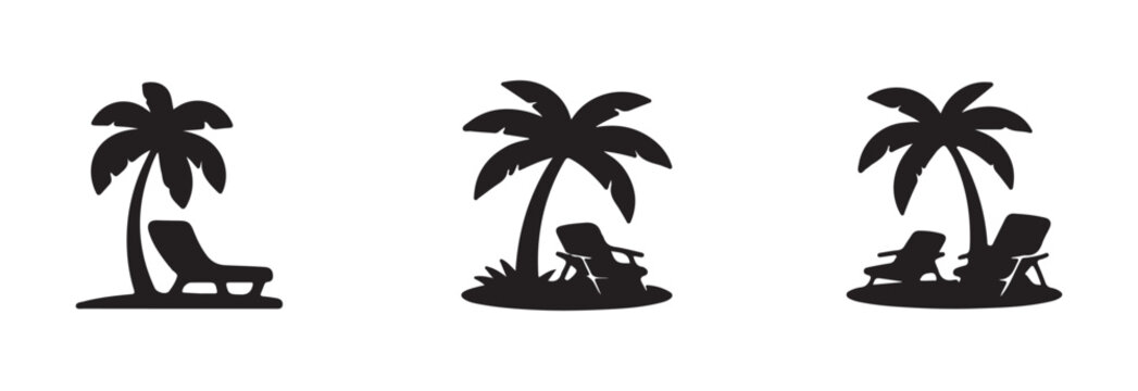 Chair and umbrella summer simple graphic design icon set, beach chair logo icon, vector illustration EPS 10.