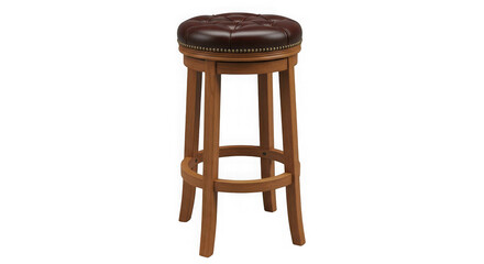 Stylish wooden bar stool isolated on transparent background in a studio shot