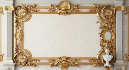 Ornate Gold Frame with Baroque Detailing, Classic Architectural Frame with Decorative Embellishments