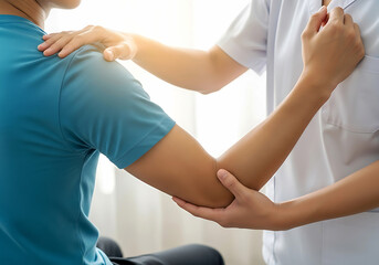 Physical Therapist Examining Patient's Arm