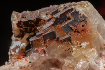 Crystal ore embedded in rock in full light with fascinating details