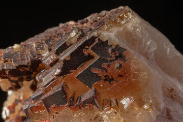 Crystal ore embedded in rock in full light with fascinating details