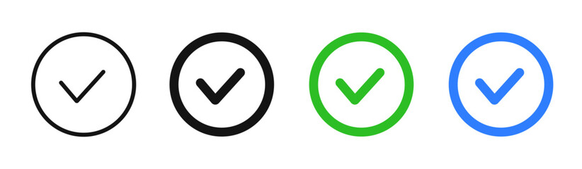 Checkmark simple icon in line and flat style. vector