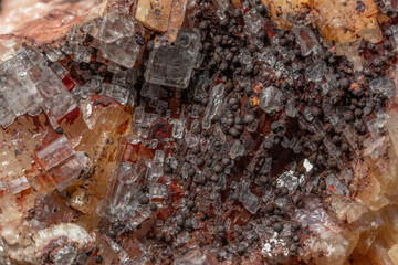 Crystal ore embedded in rock in full light with fascinating details