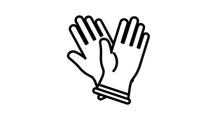 Obraz premium A simple line drawing of a pair of gloves, positioned side-by-side, with visible fingers and cuffs.