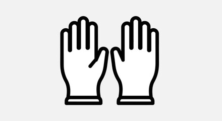 A pair of white gloves, depicted as a simple outline icon, against a light background.