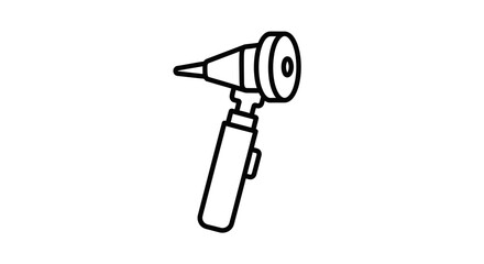 Line drawing of an otoscope, a medical instrument used for examining the ear.