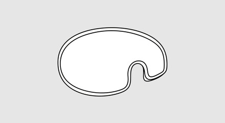 A simple, minimalist outline illustration of an artist's paint palette.