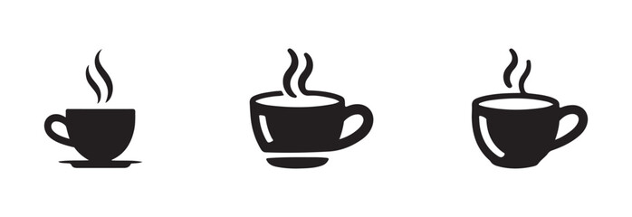 Coffee cup icon set, cup coffee with steam, cup a coffee sign, cup a coffee symbol, vector Illustration EPS 10.