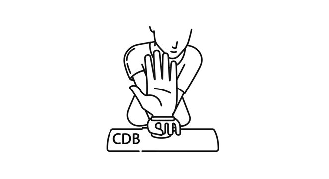 A person's hand stopping something labeled "CDB" in front.
