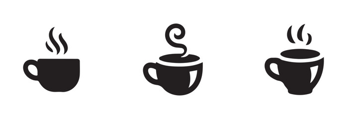 Coffee cup icon set, cup coffee with steam, cup a coffee sign, cup a coffee symbol, vector Illustration EPS 10.