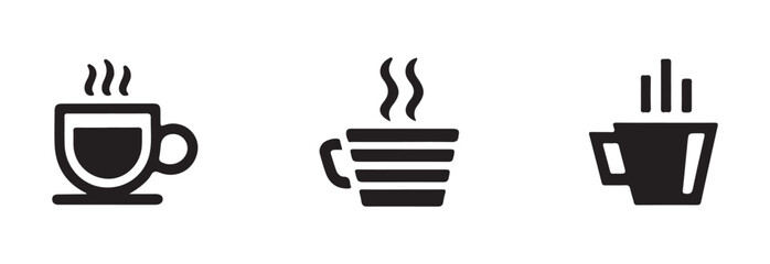 Cups of coffee tea icon set, hot drink icon, cup beverage vector icon, Coffee vector icon, vector Illustration EPS 10.