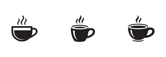Coffee cup icon set, cup coffee with steam, cup a coffee sign, cup a coffee symbol, vector Illustration EPS 10.