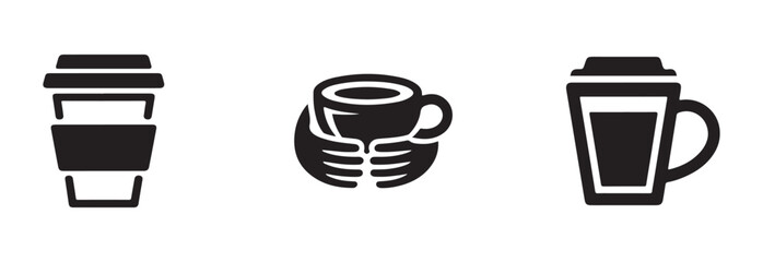 Cup icon set, cup hot icons design, tea cups vector icon collection, cup and mug silhouette icon, vector illustration EPS 10.