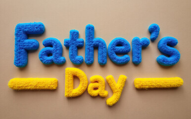 Fuzzy blue and yellow letters spelling fathers day image