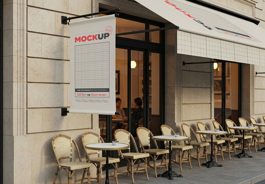 Bar Restaurant Entrance Sign and Awning Mockup