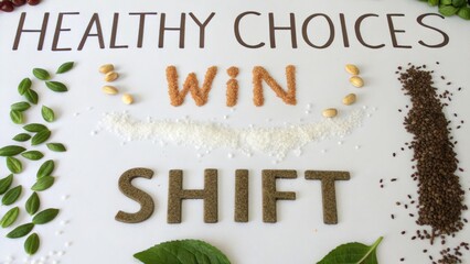 Healthy choice with the words Win and Shift arranged in sugar