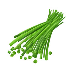 A modern element in vector and EPS format. icon clipart, Minimalistic 2D flat icon featuring a chopped chives, clean vector design, simple illustration style, isolated on a white background