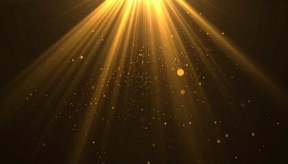Golden Light Rays Streaming Through Dark Air with Dust Particles