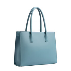 Light blue elegant structured leather tote bag for women fashion