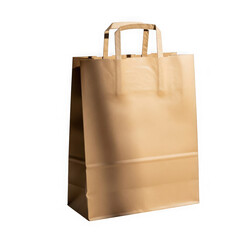 Empty brown paper shopping bag with handles, retail and delivery