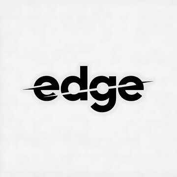 Bold, modern 'edge' wordmark logo design with sharp, dynamic slicing effect for innovative brands and cutting edge technology
