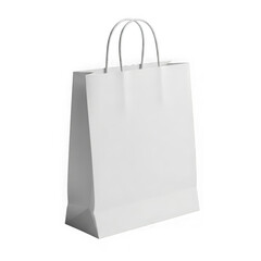 White empty paper shopping bag with handles for shopping or gifts.
