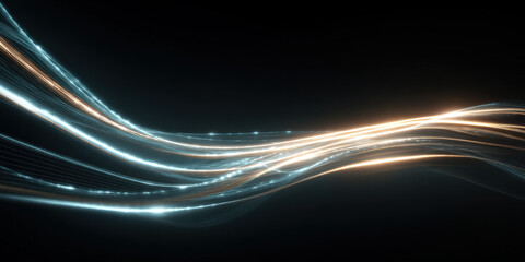 Blue and Orange Energy Waves on Dark Background
