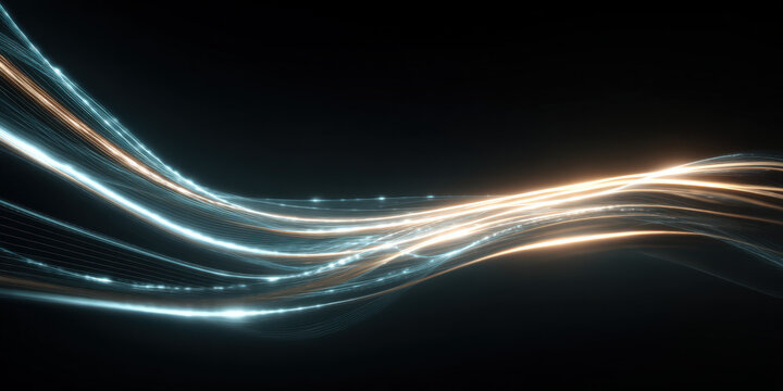 Blue and Orange Energy Waves on Dark Background