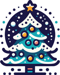Snowy christmas tree logo icon vector white background .