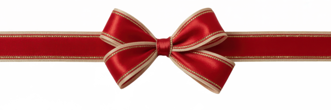 red ribbon and bow with gold isolated against transparent background
 - Powered by Adobe
