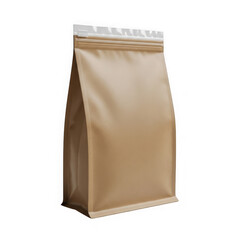 Blank matte brown stand up pouch with zipper seal mockup isolated
