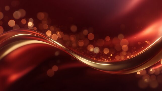 Abstract background red gold wave bokeh light luxury elegant modern wallpaper design illustration art - Powered by Adobe