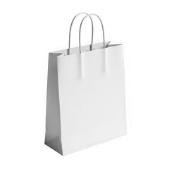 Empty white paper shopping bag for retail purchases and gifts
