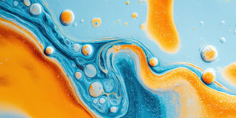 Swirling Blue and Orange Fluid Art