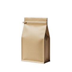 Brown stand-up pouch mock-up with zipper closure and blank space