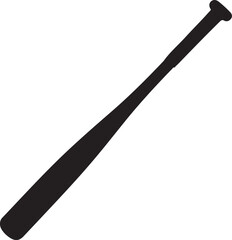 Black baseball bat silhouette on a white background