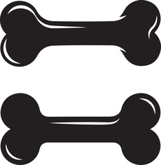 Two black dog bone silhouettes silhouette