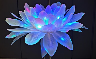 Luminous floral sculpture glowing with vibrant colors flower lotus