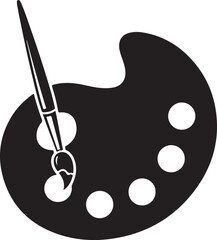 Artist s paint palette and brush silhouette
