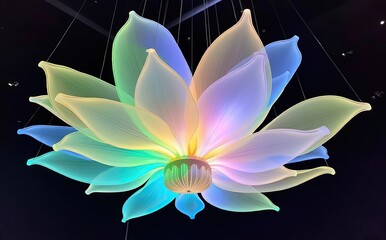 Luminous lotus bloom ethereal petals glowing flower sculpture