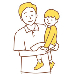 息子を抱っこする父親