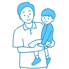 息子を抱っこする父親